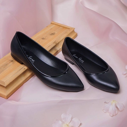 SandalKoo - Flatshoes Jelly Pelangi Black