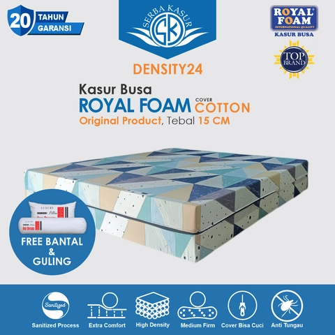SERBA KASUR - Kasur Busa ROYAL FOAM Cover Katun Density 24 Tebal 15 Garansi 20 Tahun