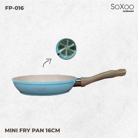 Soxoo Mini Fry Pan Gagang Kayu 26 koma 8x16x3 koma 5 cm XJ20-16cm