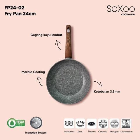 Soxoo - Fry Pan diameter 24 cm Marble Grey