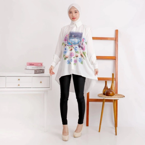 Syahrinda [TA] - Kemeja Pinguin Bunga Bag Printed Jessy