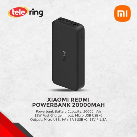 TELE RING - XIAOMI REDMI POWER BANK 18W FAST C 20000MAH BLACK