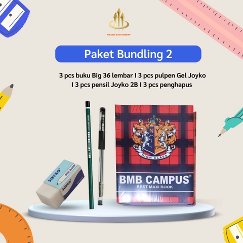 TWINS STATIONERY - Paket Bundling 2 Buku Big pulpen pensil penghapus