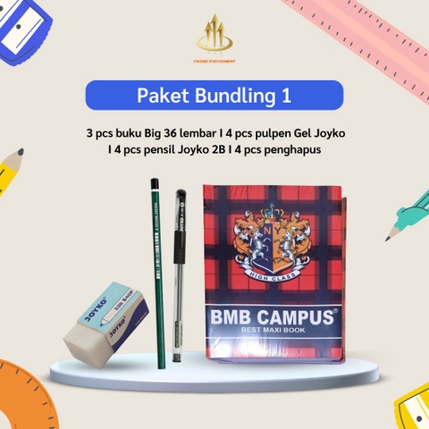 TWINS STATIONERY - PAKET BUNDLING BUKU BIG 36 PULPEN PENSIL PENGHAPUS