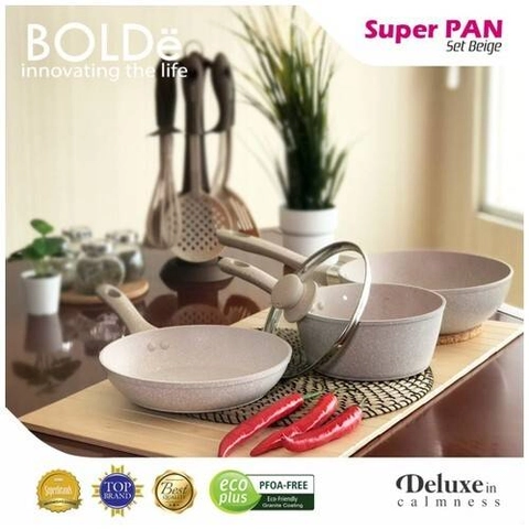 UTAMAMEGA - Bolde Super Pan Beige Set Granite Ceramic