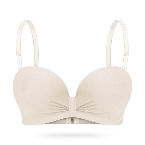 Youhave - Youve YouHave BH Bra Seamless Lembut Half Cup B Busa Sedang Push Up Kawat Kait 3 Bra Tali Bisa Dilepas 100196