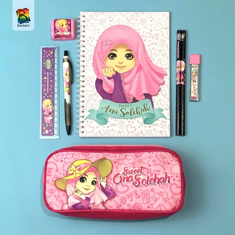 Zikrul Bestari - Paket Alat tulis Sekolah Anak Sweet Ana ATK + Tempat Pensil 1 paket
