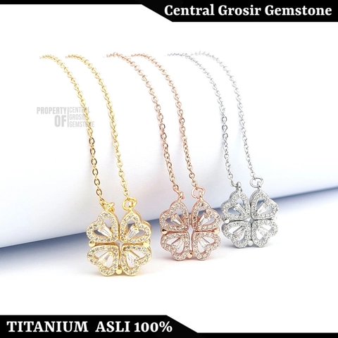CENTRAL GROSIR GEMSTONE - Kalung Liontin Titanium Love Hati Necklace Pendant Heart Wanita