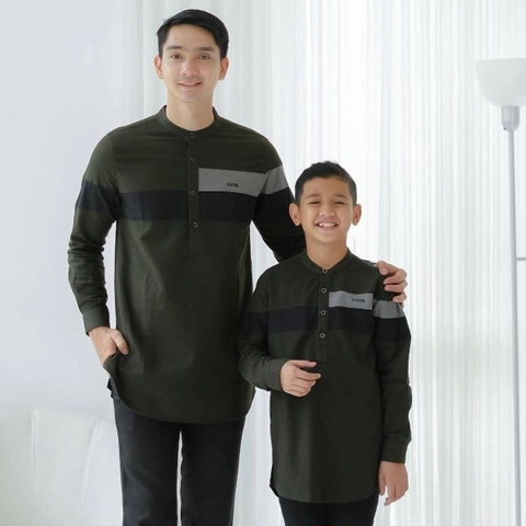 Kois Batik - Baju koko coupel pria dewasa dan anak kekinian modern motif raden army