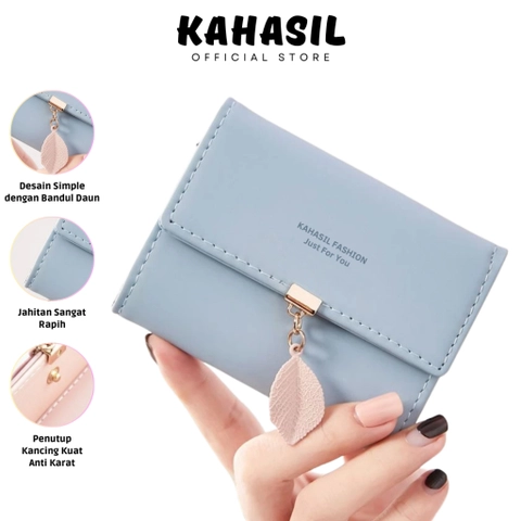 KAHASIL - Dompet Lipat Wanita Pendek Mini Kecil Lucu Bahan Kulit PU Leather KHDP53