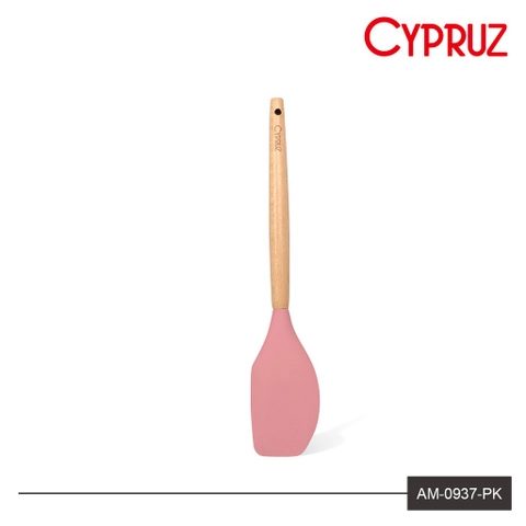 Cypruz - Cypruz Utensil Gagang Kayu Kepala Silicone Spatula Lengkung AM-0937-PK
