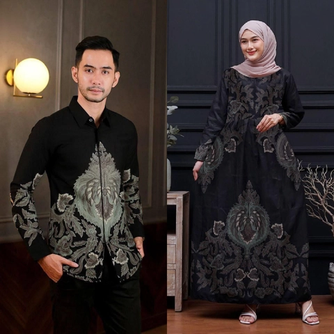 Kois Batik - Batik Kembar Gamis Dan Kemeja Bisa Dipisah Motif Danapati