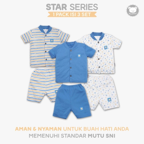 FLUFFY - FLUFFY Stelan Baju Pendek Pendek STAR (Isi 3Psng) SBD3X NEW SRB 123