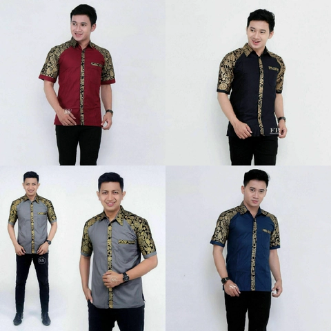 Batik Alfin - Baju koko muslim kombinasi batik lengan pendek bagus 001