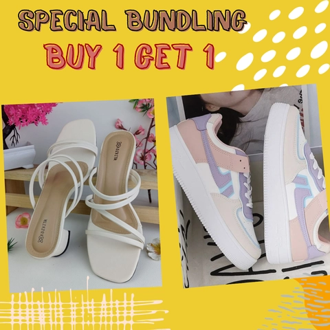 Koekita - Paket Bundling Buy 1 Get 1 Sandal Hak Wanita Keyla & Sepatu Elvira