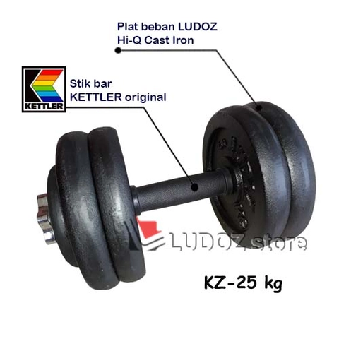 LUDOZ Store - Dumbbell paket set KZ 25kg dumbell Stick KETTLER rubber grip karet barbel stik barbell dambel 25 kg