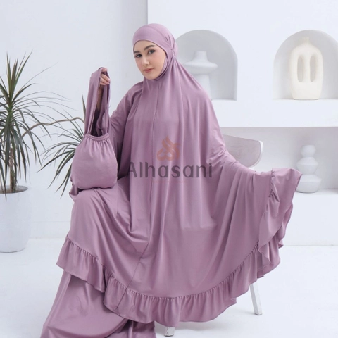 Alhasani Official Store - Mukena Dewasa Jersey Rempel Mewah Syari Malaysia -REMPEL