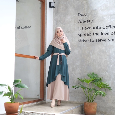 Hazirah Id - Xaveera dress free pasmina / gamis mewah / gamis 2 layer / gamis toyobo / set gamis