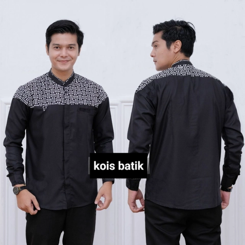 Kois Batik - Baju muslim lengan panjang koko kombinasi batik bagus dewasa