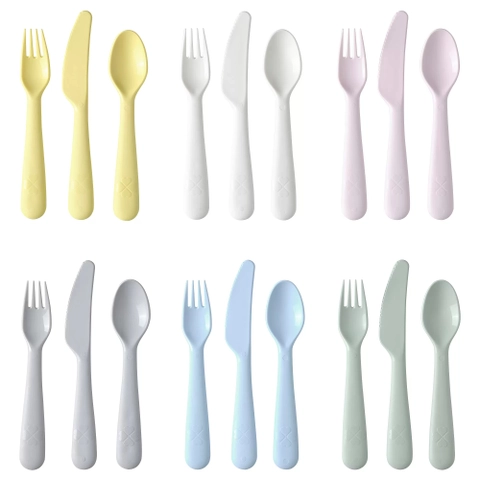 RUMAH RAYA - (PO) Set Peralatan Makan Sendok Garpu Pisau Plastik 18 Pcs - KLS001