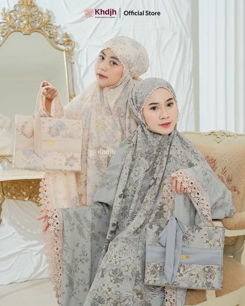 KhadijahLabel - Mukena Jumbo Dewasa Terbaru Premium Renda Mewah Motif Bunga Majdina