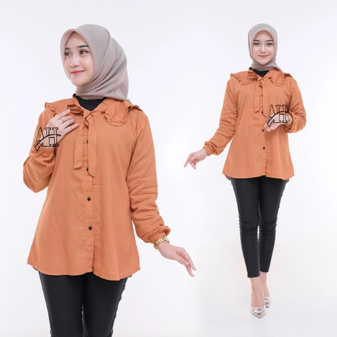 Amha Collection - BLOUSE KARINA KEMEJA WANITA POLO LINEN