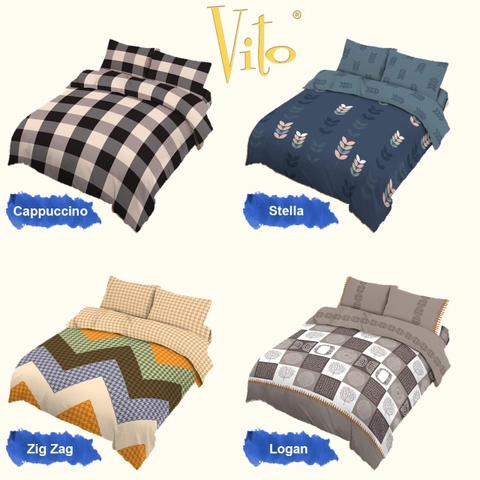 Rosanna - Bedcover Set Vito Motif Minimalis Aesthetic Ukuran King 180x200 Queen 160x200 I