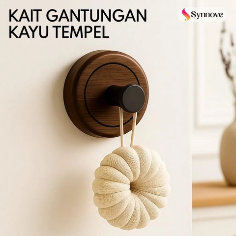 Synnove - Synnove - Gantungan Baju Kayu Kenari Wooden Hook Tempel Dinding Kuat Kapstok Kayu Scandinavian