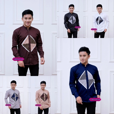 Kois Batik - BAJU KOKO LENGAN PANJANG KOKO KOMBINASI BATIK PRIA DEWASA