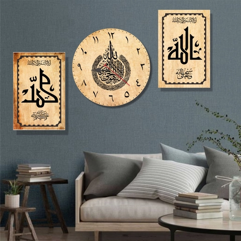 EVM Stockist - DINDINGKITA - Jam Dinding Kaligrafi Klasic Minimalis 1Set 3in1 Diameter 20cm
