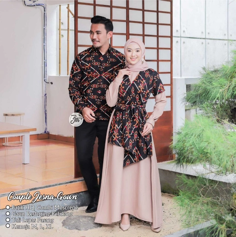 Rambe Batik Indonesia - Couple Batik Jesna Goun Batik HQ Kombinasi Moscrepe Grid A Import