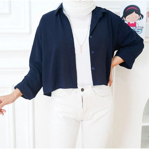 MEQA DAILY - MEGA DAILY - Kemeja Hanin Oversize Crop Crinkle