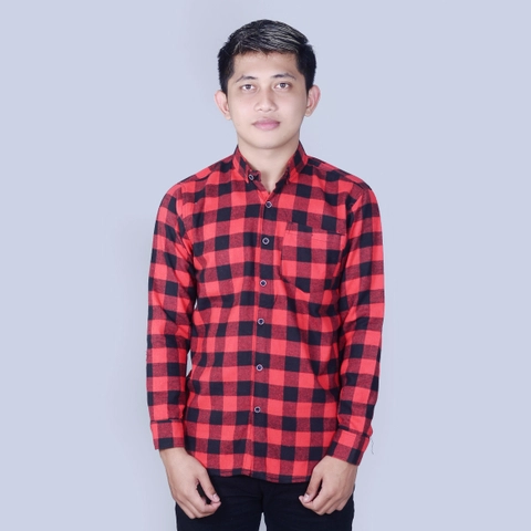 MALLVOSE - Kemeja Flanel Pria Lengan Panjang Flanel KF04 Motif Kotak Terbaru