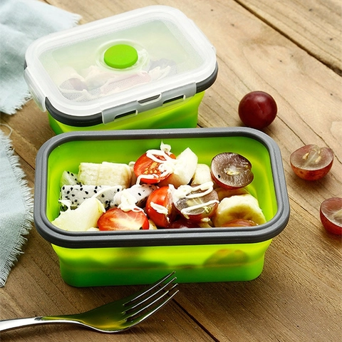 RUMAH RAYA - (PO) Kotak Makan Foldable Bento Lunch Box Eco Friendly 800 ml - TN99 - Green
