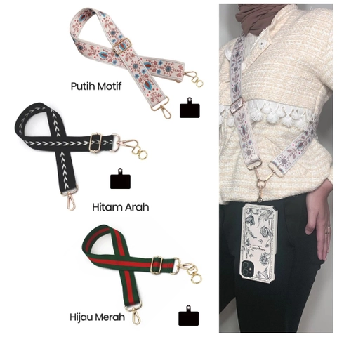 GAWUNG - Tali Strap Hp Gantungan Lanyard Hp Aestetic Panjang Hitam Putih HSTETIC