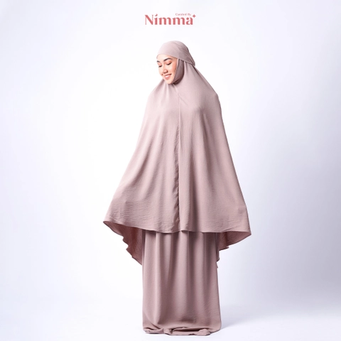 Syaila Taupe - Mukena Airflow CEY Crinkle Tanpa Disetrika & Tidak Menerawang
