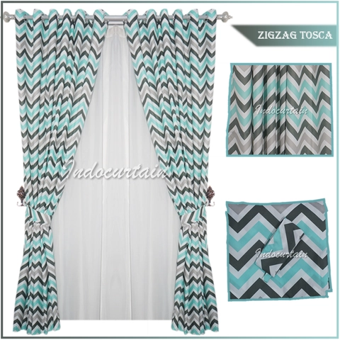 Indocurtain - Gorden Jendela Katun Minimalis Smokring Zigzag Series