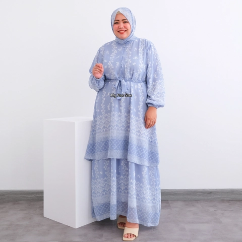My Plus Size - Gamis Ceruty Floral Wanita Jumbo + Free Pashmina 3758 Ld 132 & 142 cm