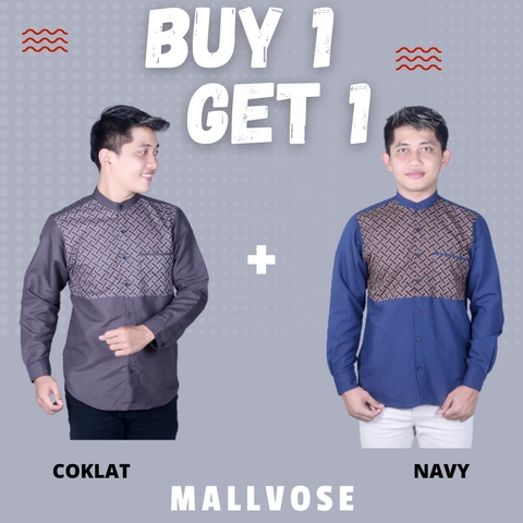 [Buy 1 Get 1] MALLVOSE - KEMEJA KOKO PRIA DEWASA MOTIF DADA BAJU MUSLIM PRIA