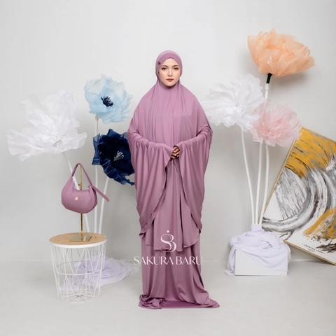Sakura Baru - Mukena Nadyne Penutup Dagu Tali 2in1 Jersey Premium
