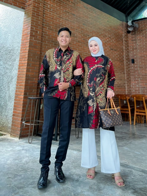 Batik Alfin - Baju batik atasan coupel kemejan dan tunik motif daun sirih merah