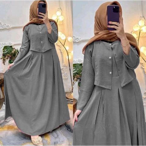 MEQA DAILY - MEQA DAILY - OneSet Overall Model 2in1 Terbaru Fashion Muslim Wanita Hyget Super