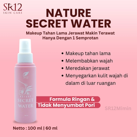 SR12 Nature Secret Water Face Spray Makeup Tahan Lama Jerawat Mengering