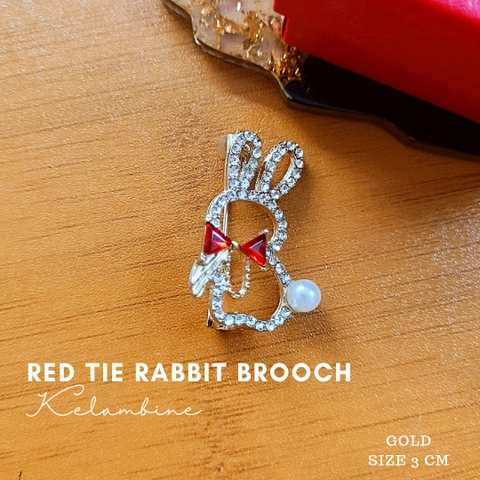 Kelambine - Red Tie Rabbit Brooch Bros Kelinci Dasi Merah by Kelambine