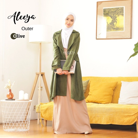Arrikza - Outer Aleeya by Arrikza Long Cardigan Olive