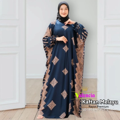 Valencia - Melayu Kaftan Wanita Rayon Batik Premium Gamis Jumbo Kekinian Dress Bigsize LD 180 cm