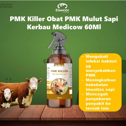 Eleanor Farm Shop - Obat PMK Killer Spray Penyakit Mulut Sapi Kambing Medicow 60 Ml