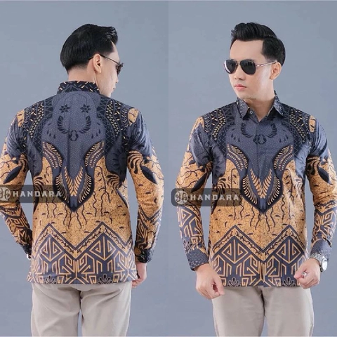 Batik Alfin - Kemejan batik pria dewasa motif Handara kuning modern terbaru keren banget
