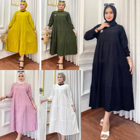 Amha Collection - GAMIS MIDI DRESS CRINKLE WANITA JUMBO