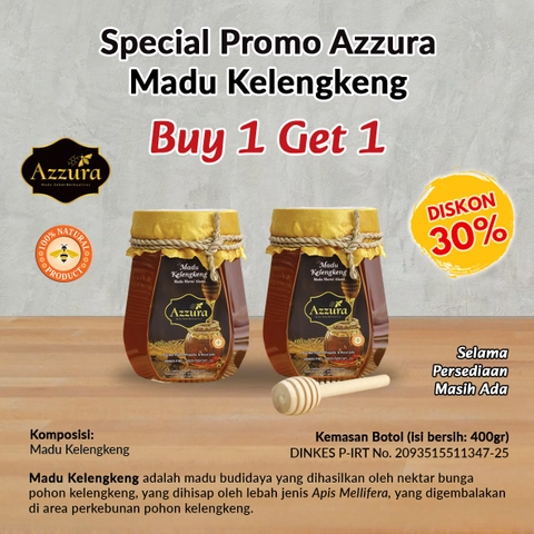 Madu Azzura - Madu Murni Kelengkeng 400gr (Buy 1 Get 1)